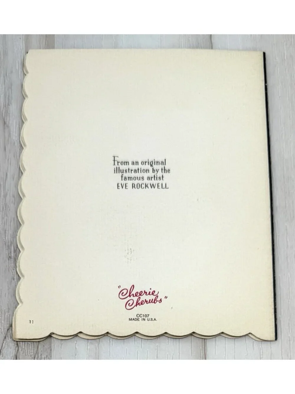 VTG UNUSED Christmas Card Artist EVE ROCKWELL Cheerie Cherubs Poinsettia CC107